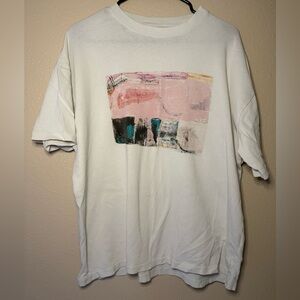 Madewell White Graphic Tee with Abstract design